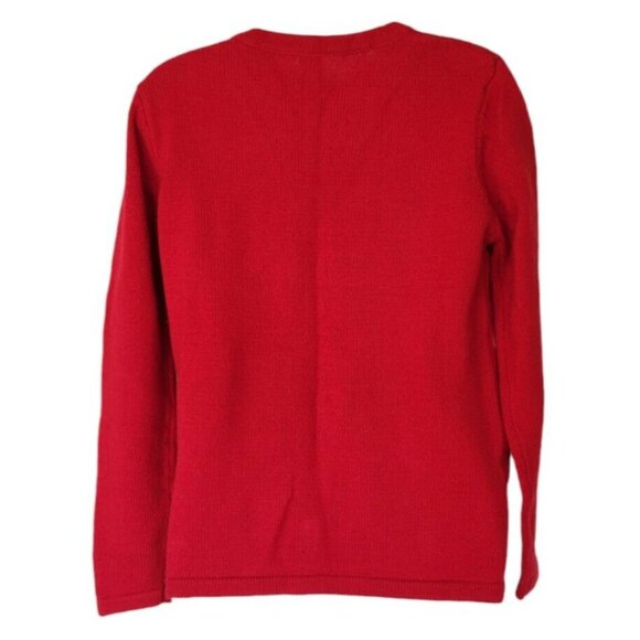 Holiday Time Sweater Womans Sz S Vtg Red Reindeer Falalalala Christmas - Picture 3 of 11